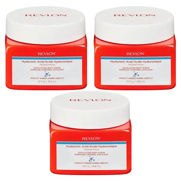 3 Pack - Revlon Hyaluronic Acid Exfoliating Body Scrub Apricot Amber 12oz Revlon